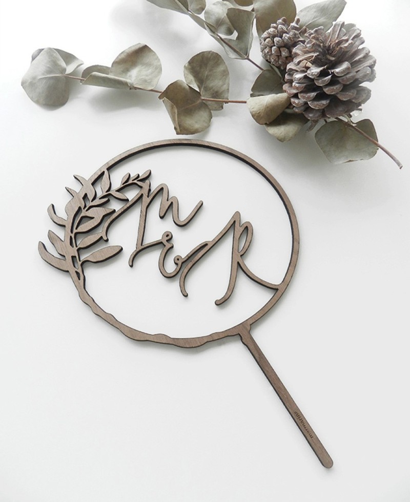 Top View Inicial Cake Topper para Casamentos Top View Inicial Cake Topper para Casamentos