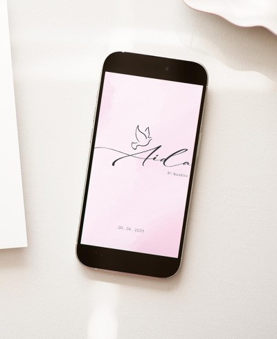 Digitale Einladung zur Taufe rosa Aquarell