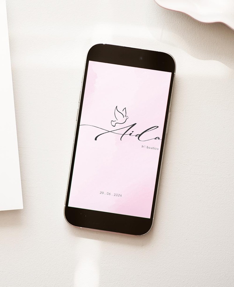Digitale Einladung zur Taufe rosa Aquarell