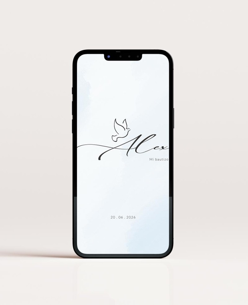 Invitación digital para bautizos acuarela azul