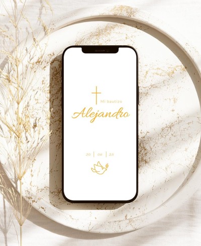 Convite digital para batizados pomba clássica