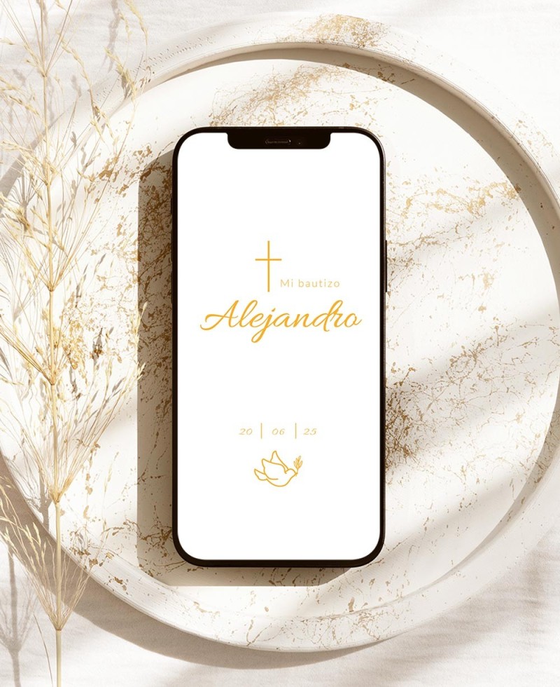 Digital invitation for baptisms classic dove