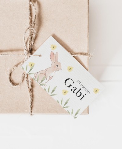 Etiquetas rectangulares para detalles de bautizo animales bosque