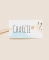 Étiquette décorative pour cadeaux de baptême de cigogne