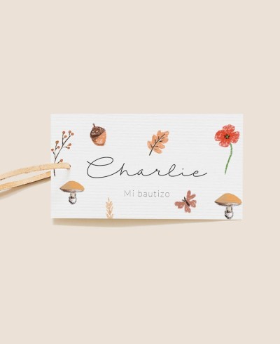 Étiquette décorative pour cadeaux de baptême prairie de blé