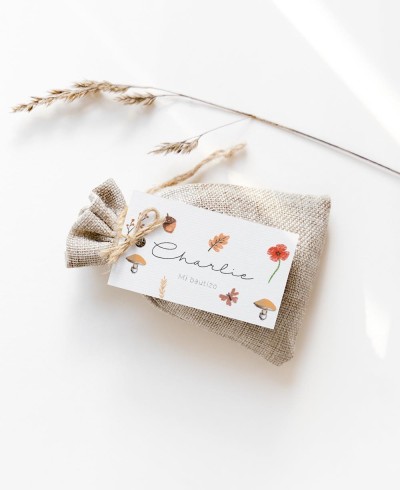 Etiqueta rectangular para bautizos animales campo
