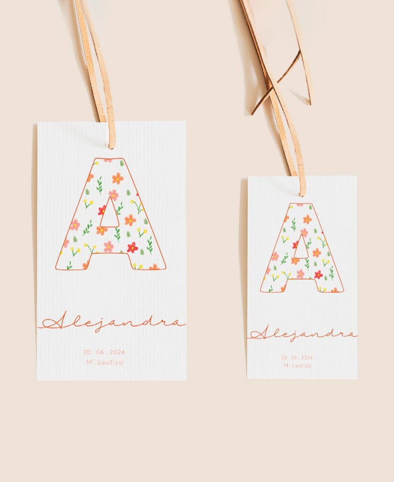 Sizes rectangular labels baptism initials flowers Sizes rectangular labels baptism initials flowers