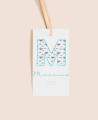 Etiqueta decorativa para nuvens do céu das iniciais dos presentes do batismo