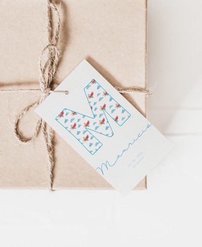 Étiquettes rectangulaires pour les détails du baptême initial du ciel