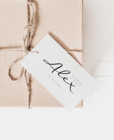 Étiquettes rectangulaires pour détails typographiques de baptême avec photo