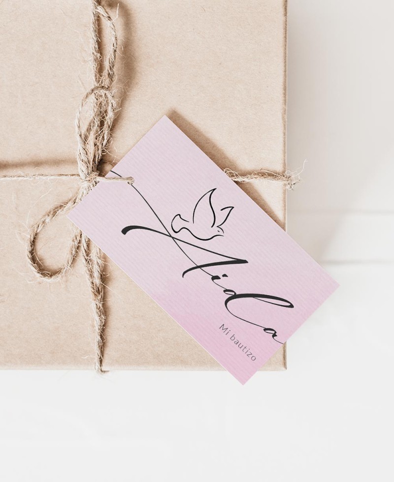 Etiquettes rectangulaires pour détails baptême rose aquarelle Etiquettes rectangulaires pour détails baptême rose aquarelle