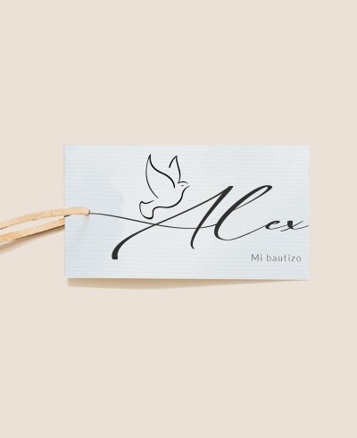Étiquette décorative pour les cadeaux de baptême bleus