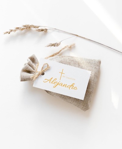 Rectangular label for baptisms classic cross