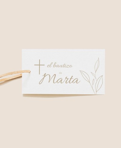 Etichetta decorativa regalo di battesimo classico botanico