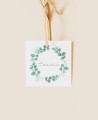 Étiquette de détails du baptême à l’eucalyptus