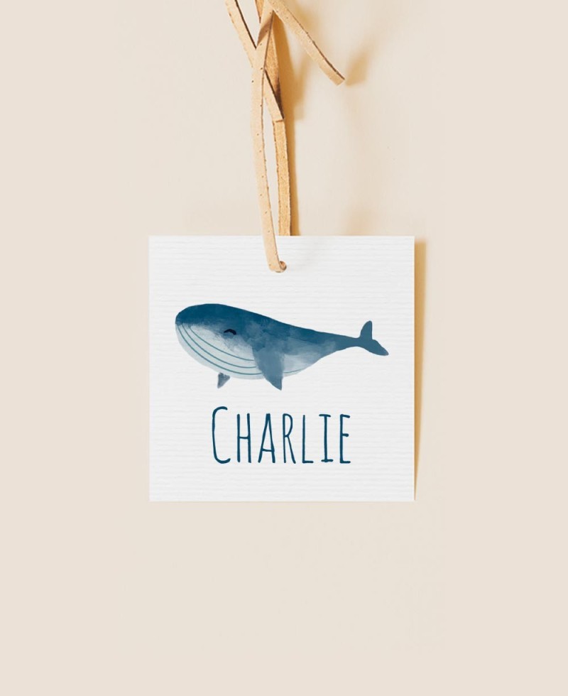Label for ocean sailor christening details