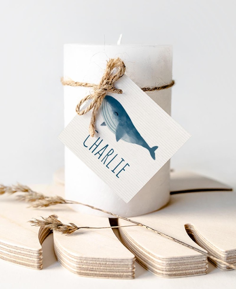 Etiquetas para regalos de bautizo marinera océano