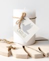 Etiquetas para regalos de bautizo botánica olivo
