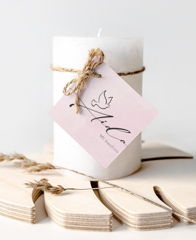 Etiquetas para regalos de bautizo acuarela rosa