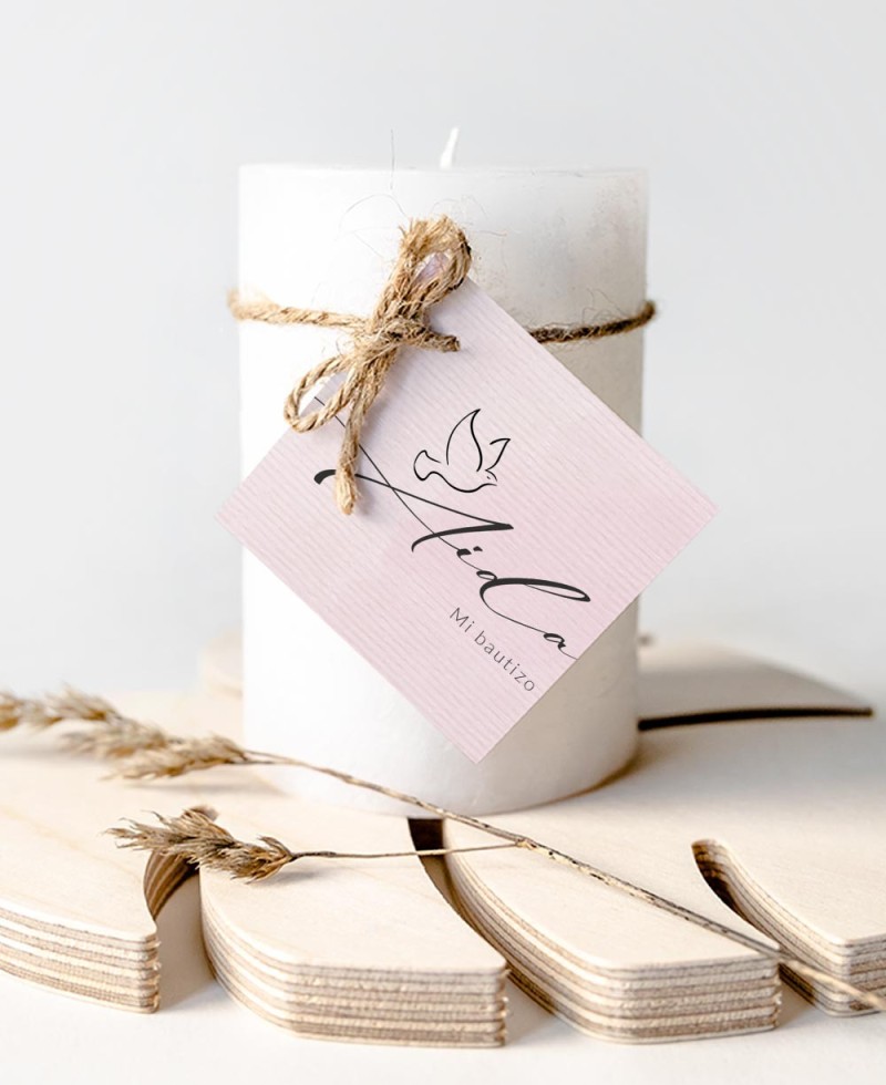 Etiquetas para regalos de bautizo acuarela rosa