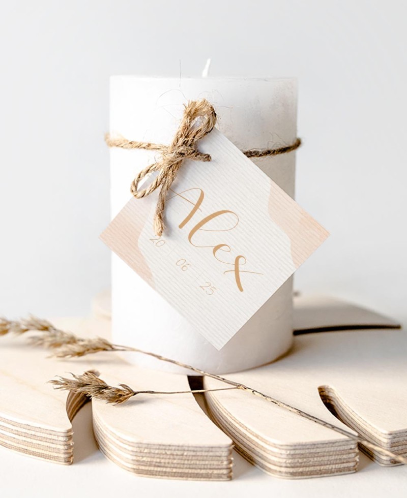 Etiquetas para regalos de bautizo clásica acuarela