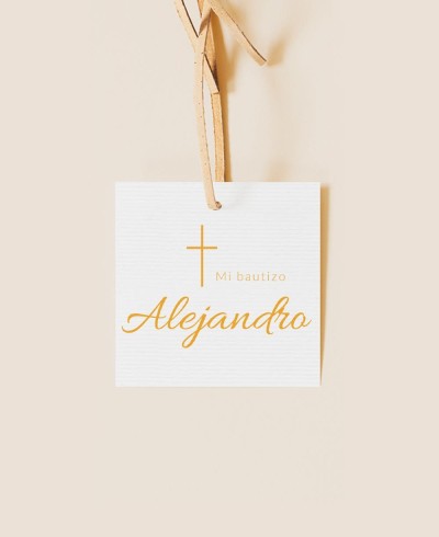 Etiqueta para detalles de bautizo clásica paloma