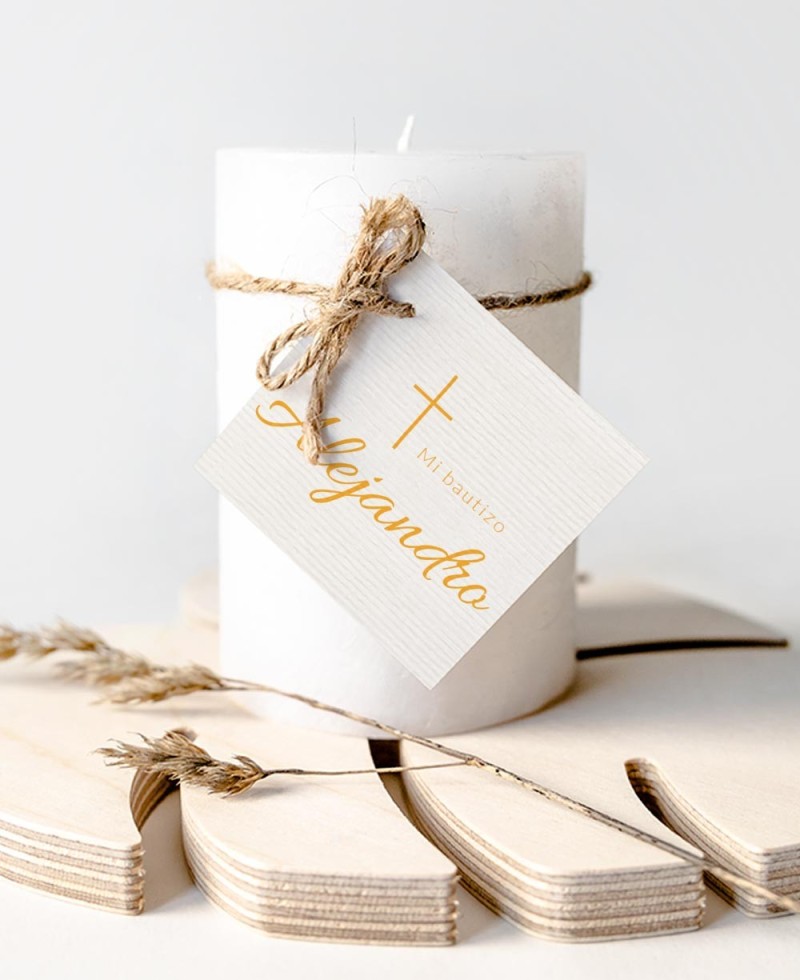 Etiquetas para regalos de bautizo clásica cruz