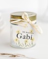 Etiquettes circulaires pour cadeaux de baptême fleurs forêt