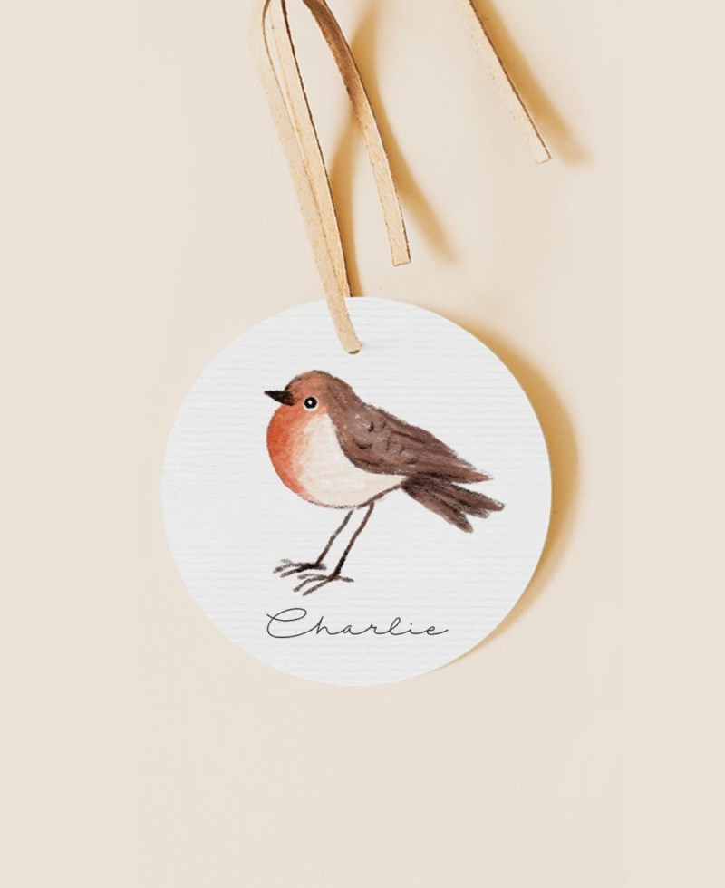 Round label for baptism details wheat meadow