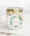 Circular labels for eucalyptus botanical baptism gifts