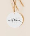 Typographic Christening Detail Label with Flowers