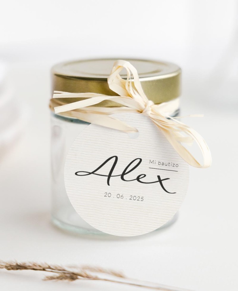 Rundetiketten für typografische Taufgeschenke Gänseblümchen