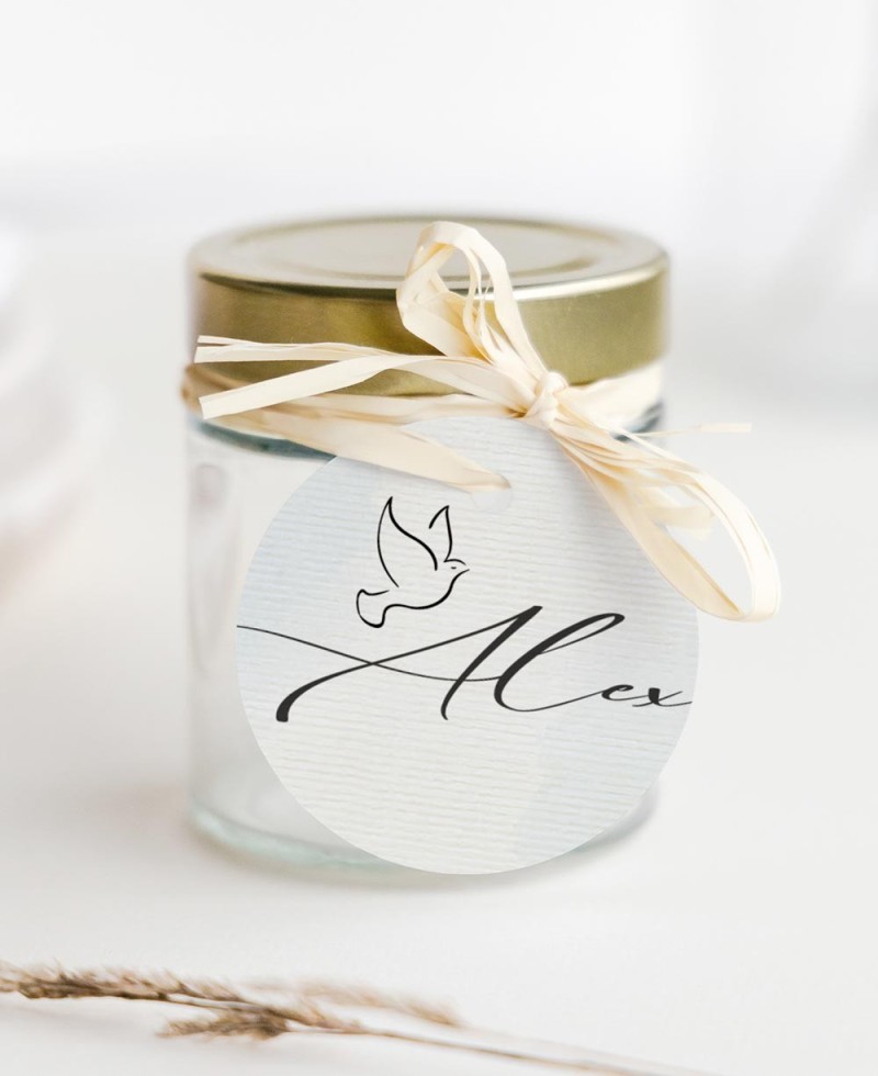 Étiquettes circulaires pour les cadeaux de baptême à l’aquarelle des enfants