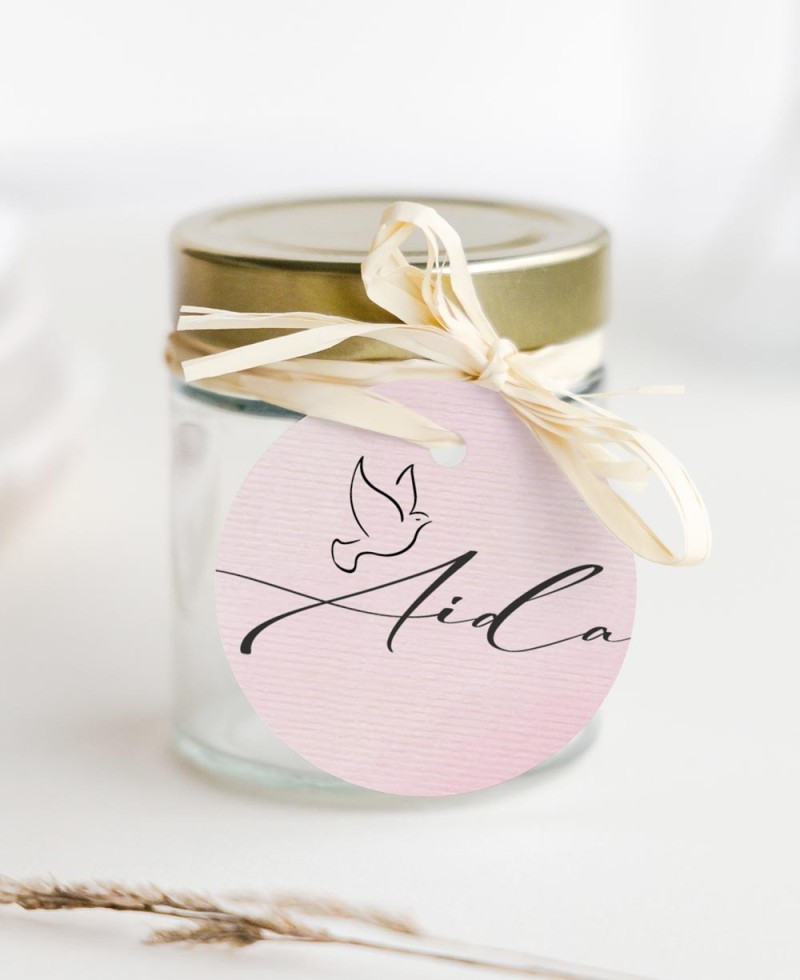 Kreisförmige Etiketten für Taufgeschenke Aquarell Mädchen