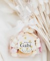 Round stickers for baptisms flowers field