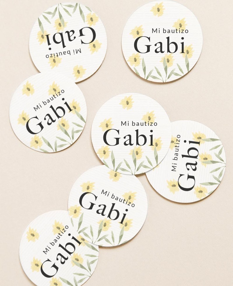 Étiquettes circulaires pour les cadeaux de baptême en forêt Étiquettes circulaires pour les cadeaux de baptême en forêt