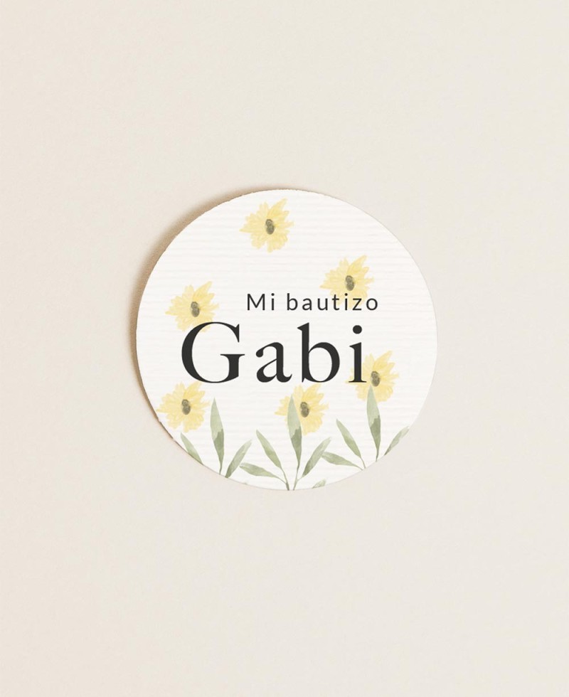 Round labels for baptism details daisies Round labels for baptism details daisies