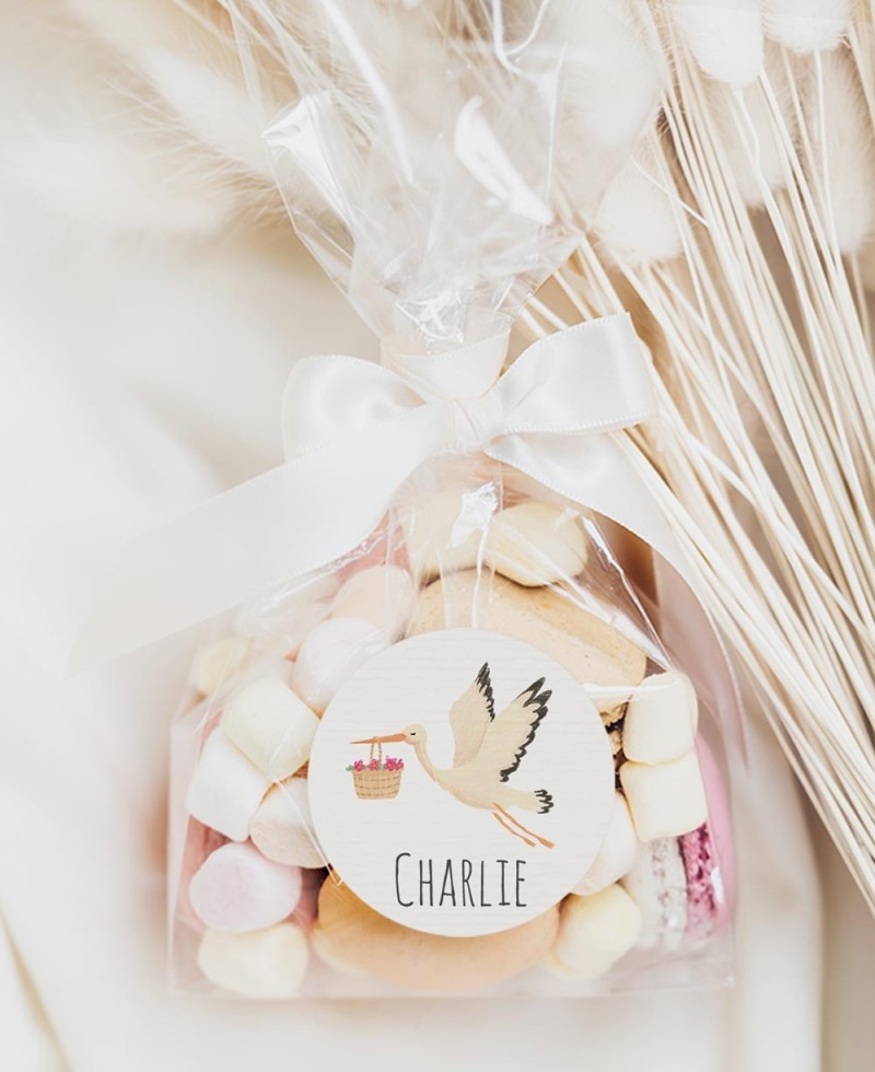 Round stickers for animal baptisms stork Round stickers for animal baptisms stork