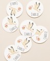Circular labels for baptism gifts animals stork