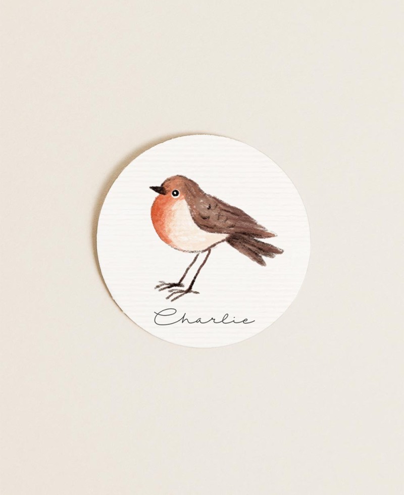 Runde Etiketten für Details zur Vogeltaufe Runde Etiketten für Details zur Vogeltaufe