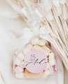Stickers ronds pour baptêmes rose aquarelle