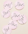 Étiquettes circulaires pour cadeaux de baptême en rose aquarelle