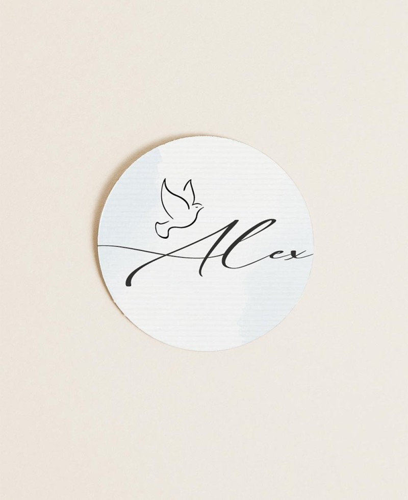 Round labels for baptism details blue watercolor Round labels for baptism details blue watercolor
