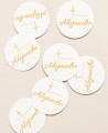 Étiquettes circulaires pour les cadeaux de baptême croix classique
