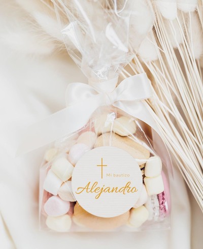 Adesivos redondos para batismos tradicionais de cruz