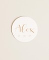 Round labels for baptism details classic watercolor