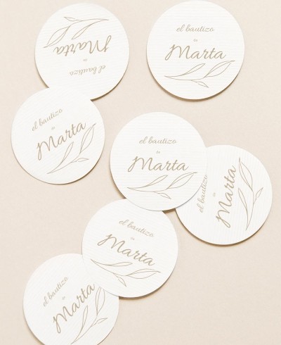 Circular labels for gifts of baptisms botanical olive tree
