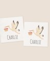 Autocollants carrés pour baptêmes de cigognes du ciel