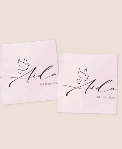 Autocollants carrés pour baptêmes de filles pigeons