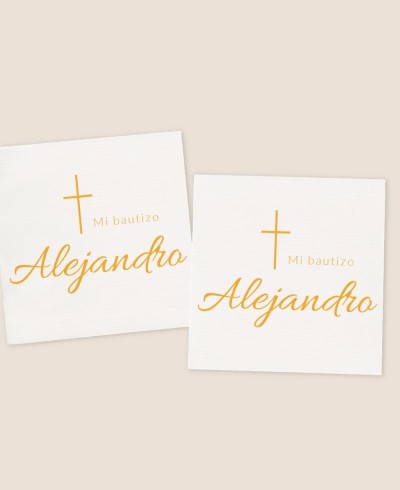 Pegatinas cuadradas para bautizos clásica cruz